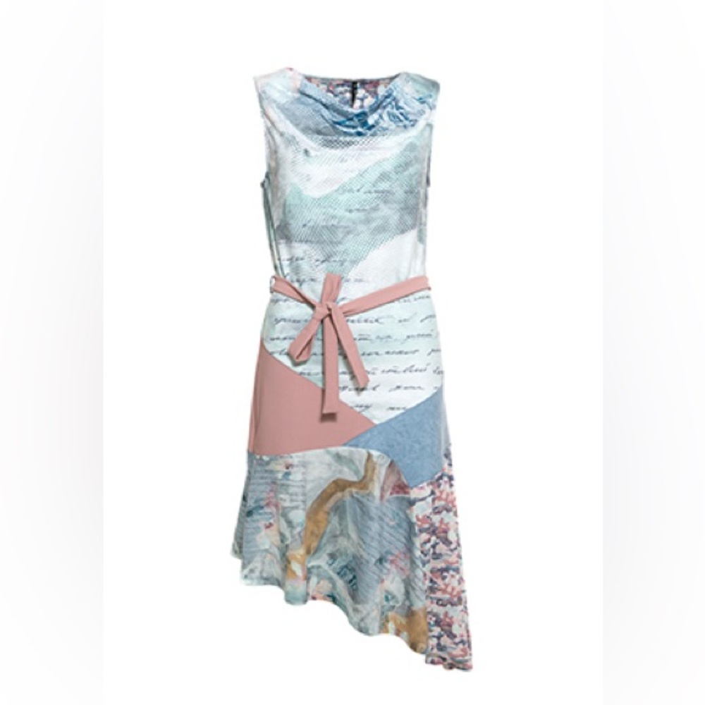 Smash! Women’s Sleeveless Pastel Print Asymmetrical Hem Dress Size L
